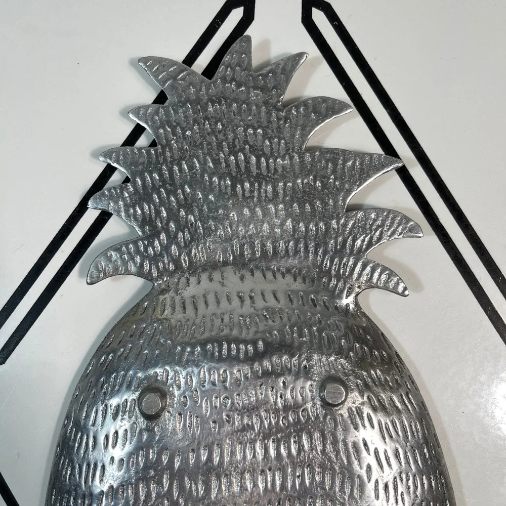 Pineapple‑Shaped Metal Serving Tray Made in‎ India 11¾″ x 6½″ Tropical Decor